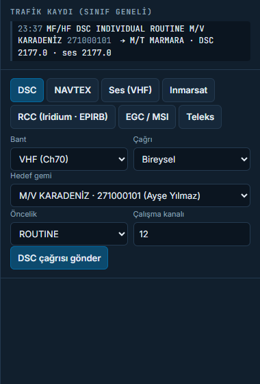 Eğitmen istasyonunda MF/HF trafiği